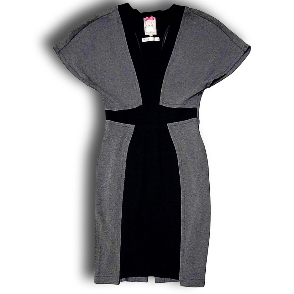 Anthropologie Yoana Baraschi Black & Gray Colorblock Sheath Dress Sz S - Picture 1 of 10